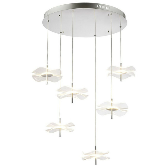Luminosa Lighting - Luminosa Amsterdam Round Ceiling Pendant, 6 Light 6W led, 4000K, 2800lm, Polished Chrome