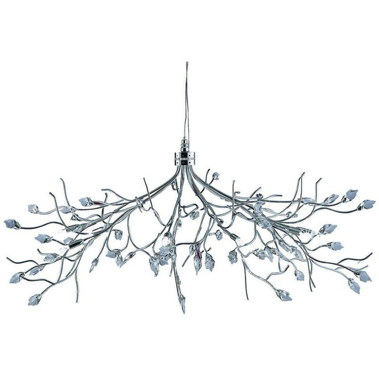 Searchlight Wisteria - 10 Light Ceiling Pendant Flower Design Chrome with Crystals, G4 Bulb