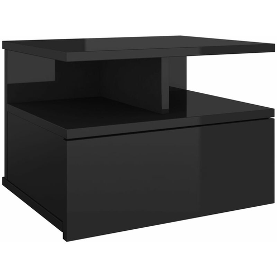 Floating Nightstand High Gloss Black 40x31x27 cm Engineered Wood Vidaxl Black