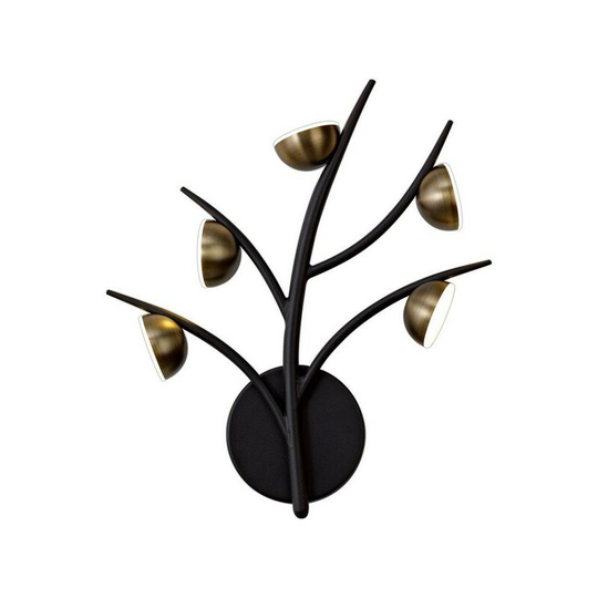 5 Light Wall Lamp, 5 x 3W led, 3000K, 825lm, Black, Antique Brass - Luminosa Lighting