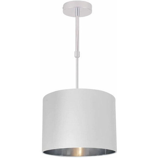 First Choice Lighting - White Faux Silk 30cm Drum Light Ceiling Adjustable Flush Shade with Chrome Inner - Polished chrome plate and white faux silk