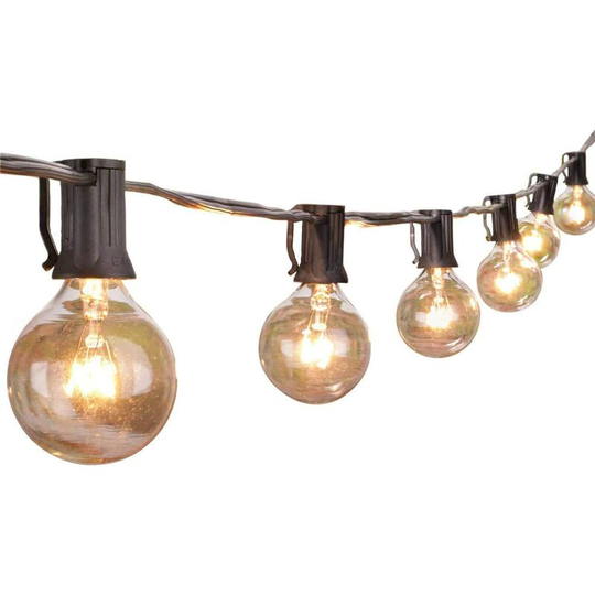 Aougo - Outdoor String Lights 25 Feet G40 Globe Patio Lights with 27 Edison Glass Bulbs (2 Spare), Waterproof Connectable Hanging Light for Garden