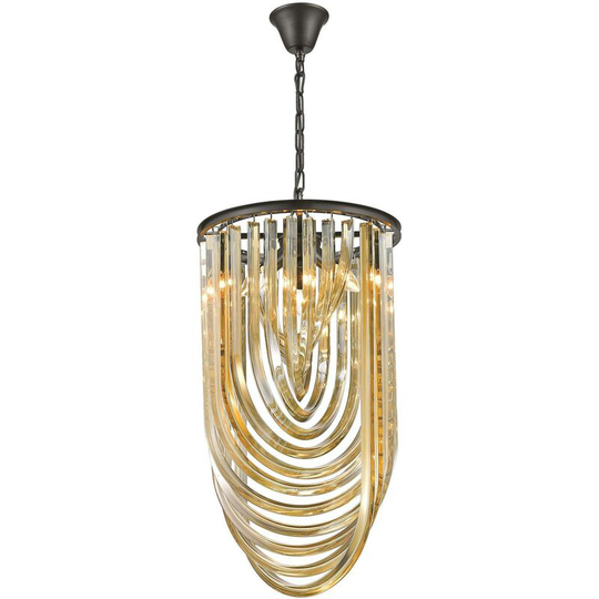 Spring Lighting - 3 Light Ceiling Pendant Black Chrome, Champagne gold with Crystals, E14