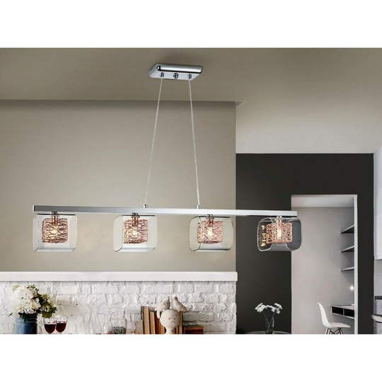 Schuller Lios - 4 Light Crystal Bar Ceiling Pendant Chrome, copper, G9