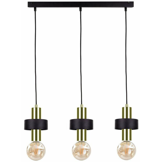 Keter Unica Bar Pendant Ceiling Light Black, Gold, 60cm, 3x E27
