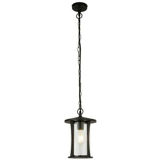 Searchlight Pagoda 1 Light Outdoor Pendant - Black With Clear Glass