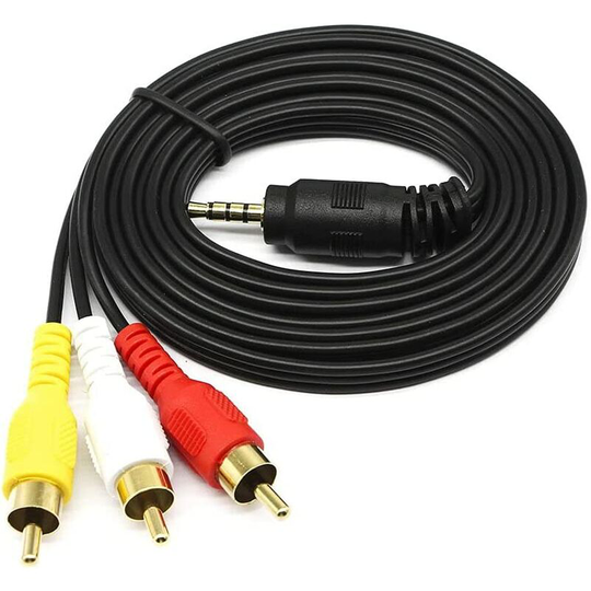 3.5mm to 3 rca av Video Cable Camcorder for MP3/PC, Stereo Audio 3.5mm to 3 rca Male to rca Video Male Aux Cable 1.5m Cord(1.5m 3RCA)