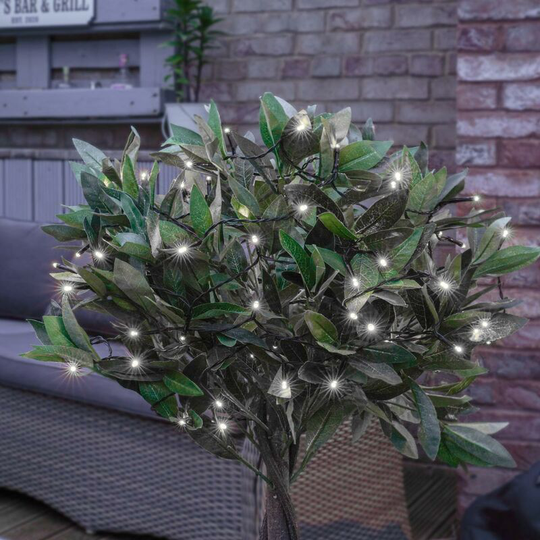 5m Solar Power Outdoor led Fairy Lights Green Cable White | Garden Indoor Décor - White