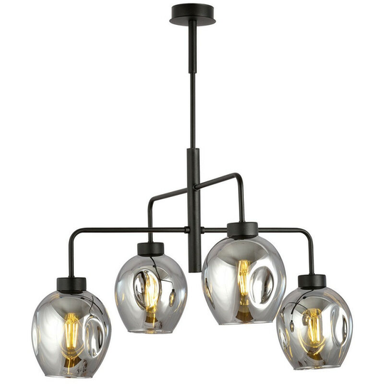 Emibig Lighting - Emibig Lukka Black Multi Arm Pendant Ceiling Light with Graphite Glass Shades, 4x E27
