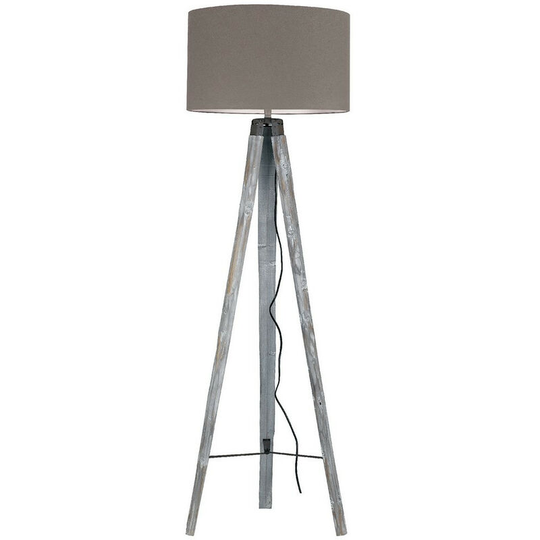 Fan Europe gallery Tripod Floor Lamp Wood, Fabric Lampshade 51x156cm