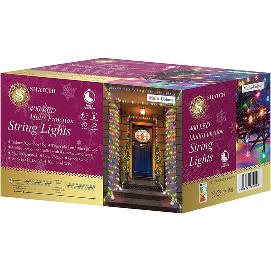 400 Multicolour LEDs Multifunction Timer Outdoor String Fairy Lights 40M - Multicolour