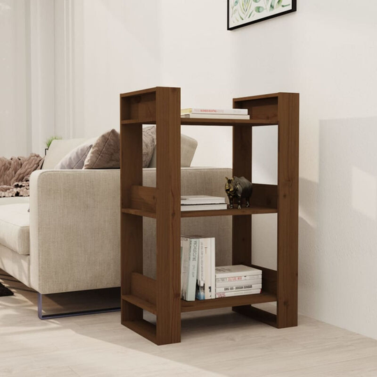 Asupermall - Book Cabinet/Room Divider Honey Brown 60x35x91 cm Solid Wood