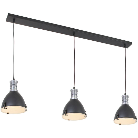 Sienna Storm Straight Bar Pendant Ceiling Light Black Matt, Metal