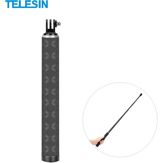 TELESIN Extendable Selfie Stick Rod Pole Carbon Fiber Material Compatible with GoPro Insta360 DJI Sports Action Camera as Invisible Selfie Stick