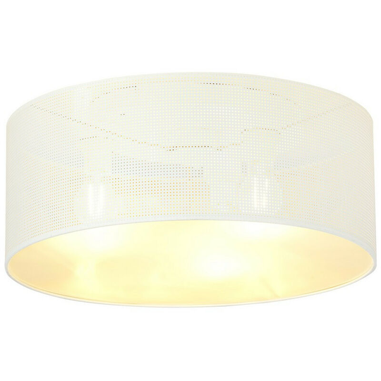 Emibig Aston Black Cylindrical Ceiling Light with White, Gold Fabric Shades, 3x E27