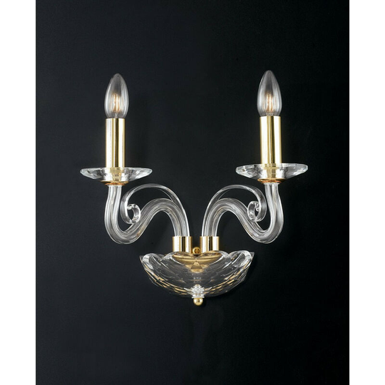 Fan Europe epoque Twin 2 Light Candle Wall Light Gold, Crystal 36x31x23cm