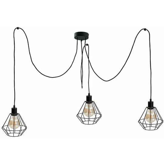 Keter Foskal Cluster Pendant Ceiling Light Black, 3x E27