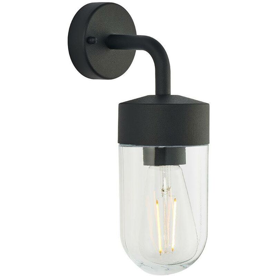 Endon Directory Lighting - Endon North - 1 Light Outdoor Wall Light Textured Matt Black & Clear Glass IP44, E27