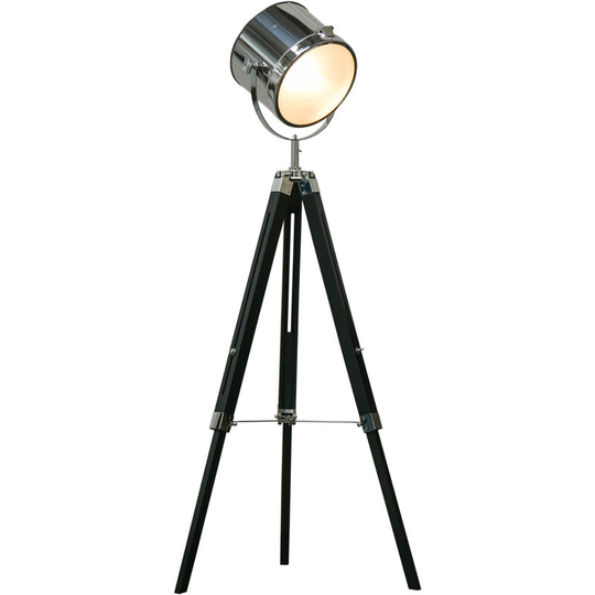 Industrial Style Adjustable Tripod Floor Lamp, Searchlight Reading Lamp - Silver - Homcom
