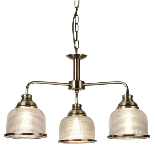 Searchlight Lighting - Searchlight Bistro - 3 Light Multi Arm Ceiling Pendant White, Antique Brass, E27