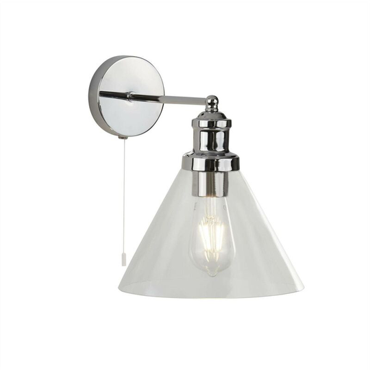 Searchlight Pyramid - 1 Light Wall Chrome, Glass Shade, E27