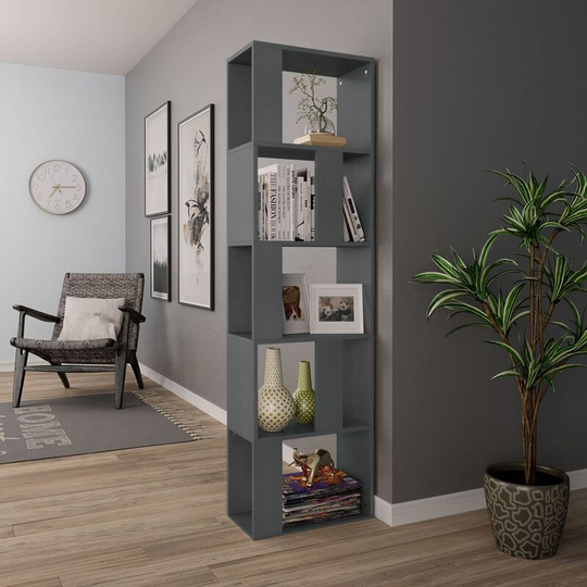 Asupermall - Book Cabinet/Room Divider Grey 45x24x159 cm Chipboard