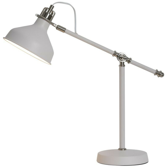 Luminosa Lighting - Adjustable Table Lamp, 1 x E27, Sand White, Satin Nickel, White