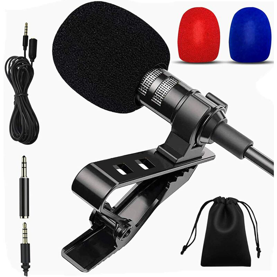 Lavalier Microphone, pc Microphone 3.5mm Jack Audio with Clip for Podcast/Streaming/Vlog/Video Recording/Gaming/Gift