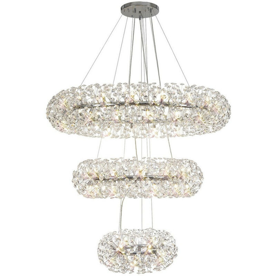 Luminosa Lighting - Luminosa 3 Tier Pendant 74 Light G9 Polished Chrome, Crystal, Item Weight: 37.6kg