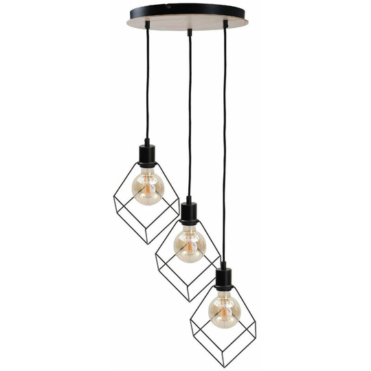 Keter Ruben Cluster Pendant Ceiling Light Wood, 32cm, 3x E27
