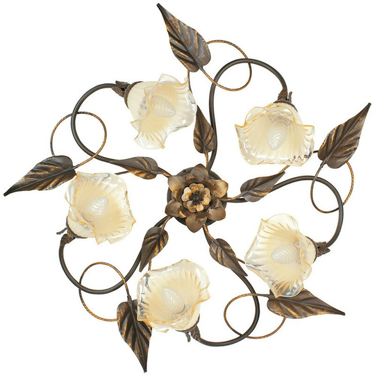 Fan Europe autunno 5 Light Multi Arm Semi Flush Ceiling light Brown 68x20cm