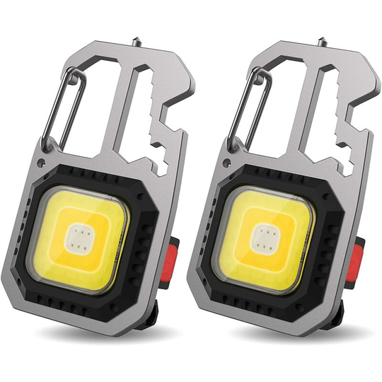 Aougo - pcs Portable Mini Work Light 7 Modes Keychain Waterproof Flashlight Rechargeable Inspection Lights, with Bottle Opener, Magnetic Base, for