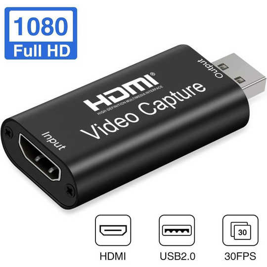 Hdmi Video Capture Card - Stream, Record & Share 1080P 30fps Capture - usb 2.0 Video Capture Card , Support Live Video Recording (Black)