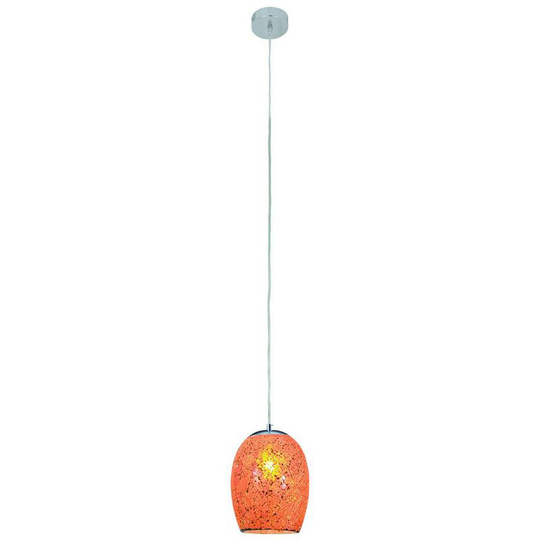 Searchlight Crackle - 1 Light Ceiling Pendant Chrome, Orange with Mosaic Glass Shade, E27