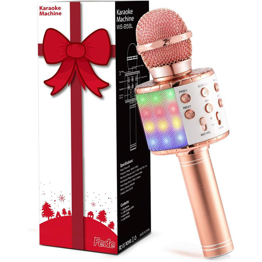 Thsinde - Wireless Bluetooth Karaoke Microphone with Multi Color led Light, Portable Handheld Microphone Speaker for Kids/Adults Singing, Compatible