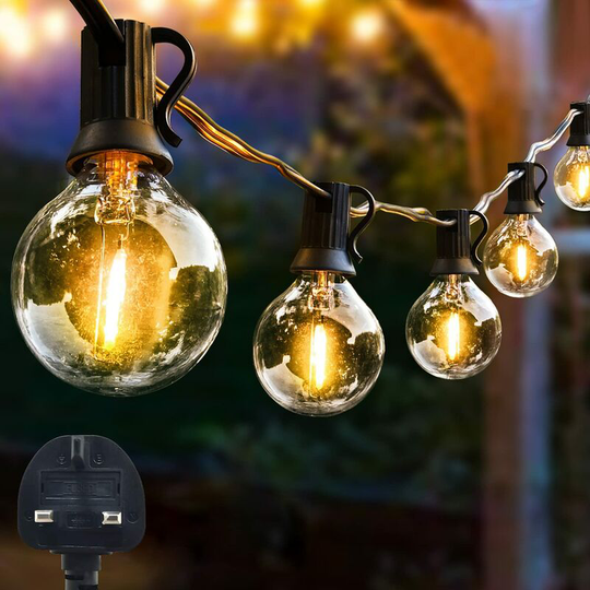 G40 Festoon Fairy Lights 1.5M G40 15 led Bulbs, Garden Lamp for Party Decoration Outdoor IP45 Waterproof