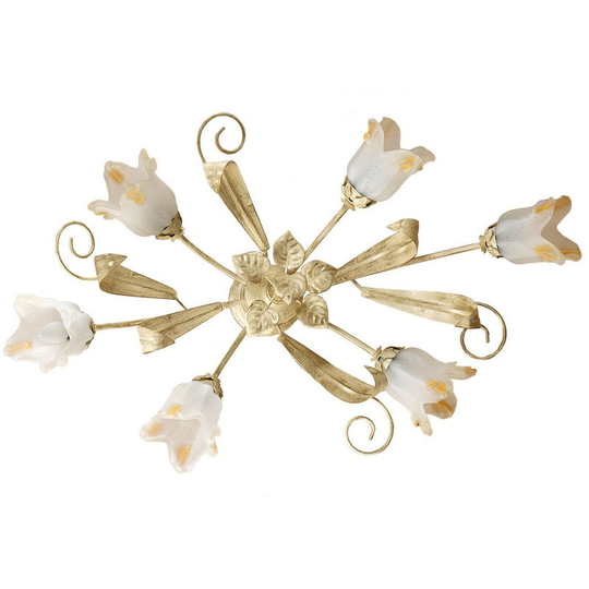 36onli - Ceiling light elena 6 Light Glass, Metal Brushed gold