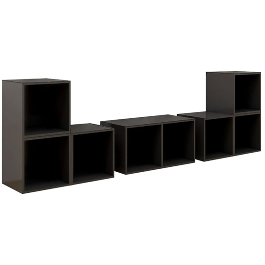 6 Piece tv Cabinet Set High Gloss Grey Engineered Wood Vidaxl Grey
