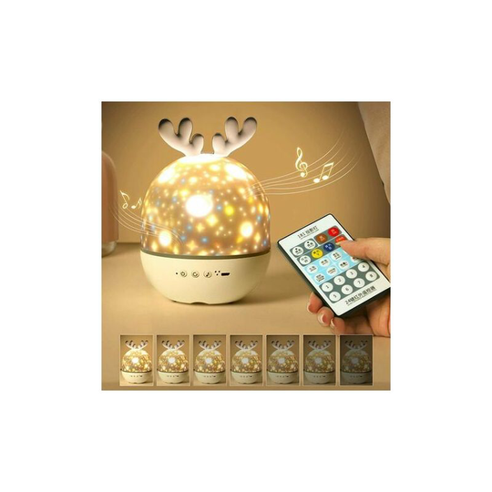 Baby Projector Night Light, led Child Night Light Music and Light Lamp 360° Rotation with 8 Music 6 Movies Theme, usb Remote Control Star Projector