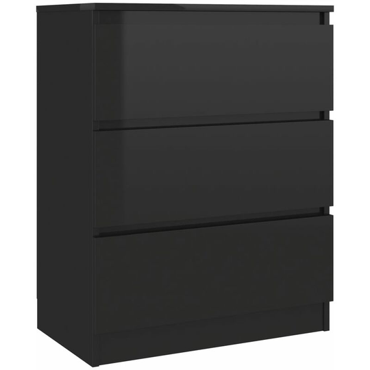 Sideboard High Golss Black 60x35x76 cm Engineered Wood Vidaxl Black