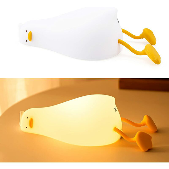 Aougo - Dimmable Silicone Night Light for Kid's Room, led Peace Duck Night Lamp, Rechargeable Children's Bedside Lamp