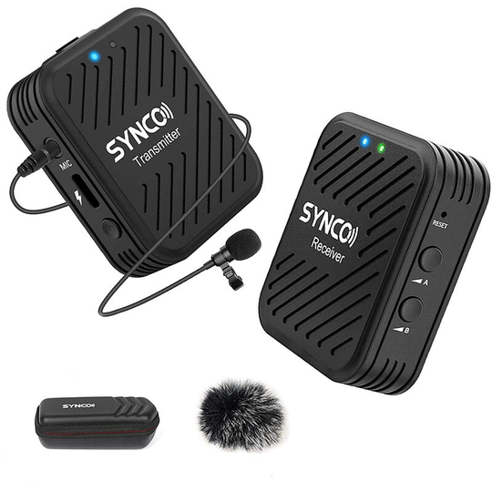 SYNCO G1(A1) 2.4G Wireless Microphone System with 1 Transmitter & 1 Receiver & 1 Lavalier Microphone 70M Transmission Range 3.5mm Plug for Smartphone