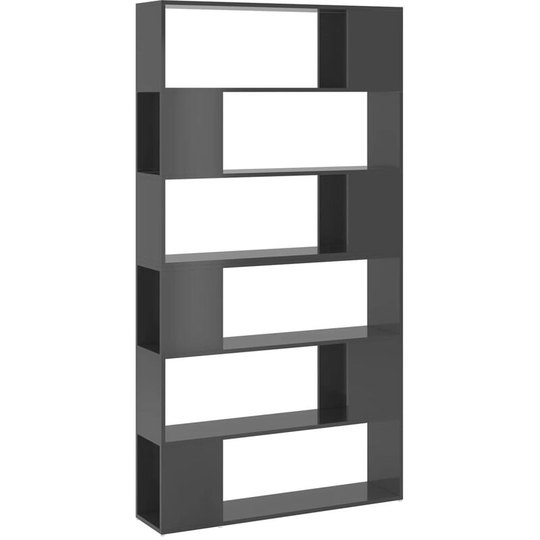 Book Cabinet Room Divider High Gloss Grey 100x24x188 cm Vidaxl Grey