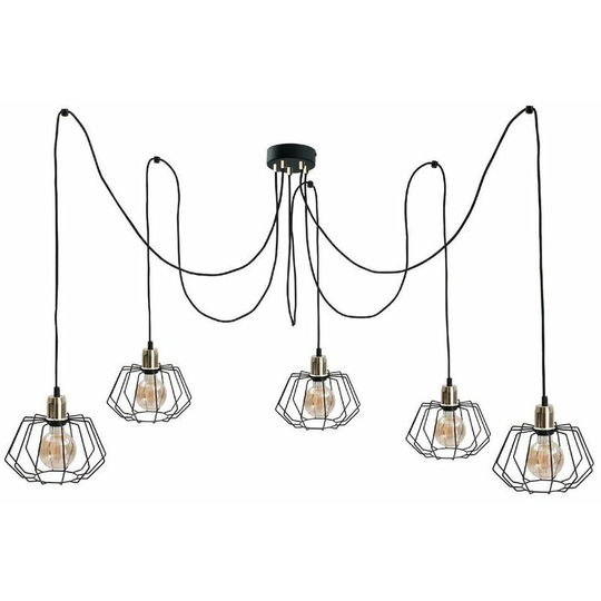 Keter Lighting - Keter Luna Cluster Pendant Ceiling Light Gold, 5x E27