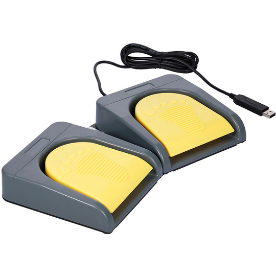 PCsensor USB 2 Foot Switch Control Keyboard Multimedia Keyboard Gamepad Mouse String Action Pedal Grey with Yellow