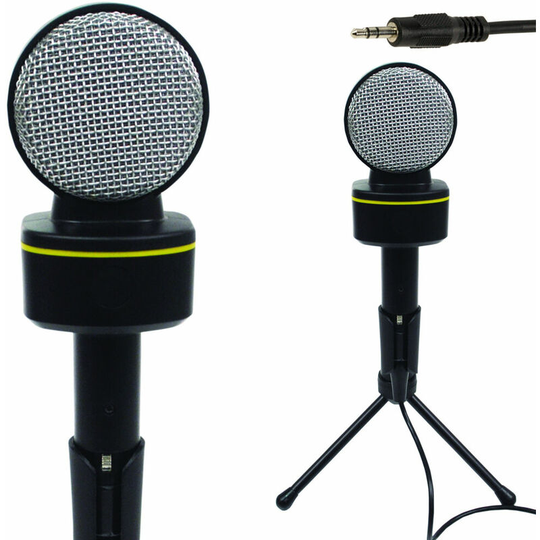3.5mm Mini Condenser Microphone pc mac Laptop aux Phone Volume Control Stand