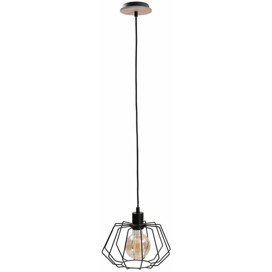 Keter Soho Wire Frame Pendant Ceiling Light Wood, 25cm, 1x E27