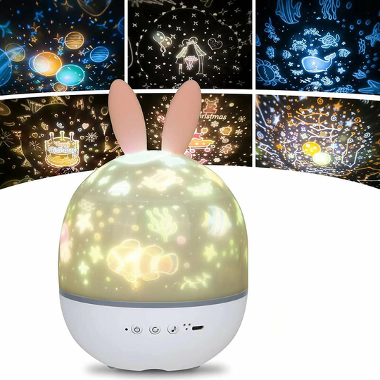 Denuotop - Night Lights Kids Night Light Star Projector Lamp, 360°Rotating Music Night Light + Timer + Remote Control + 5 Colors, led Baby Starry Sky