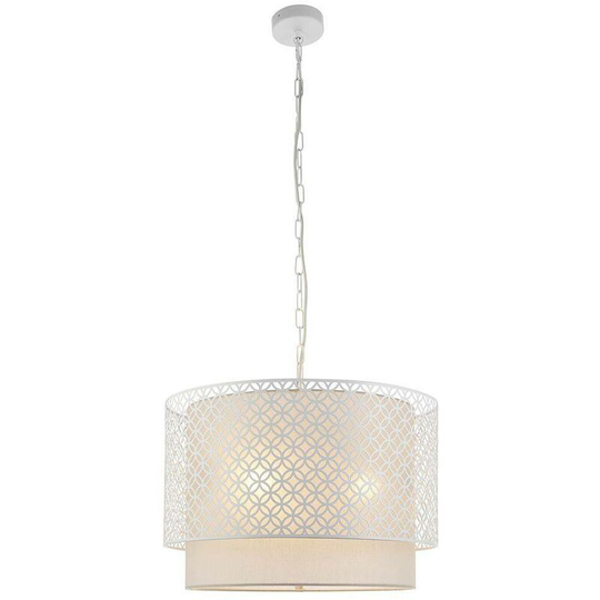 Endon Gilli - 3 Light Round Ceiling Pendant Chalk White & Pale Grey Cotton, E27