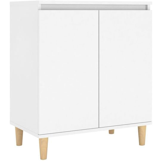 Sideboard with Solid Wood Legs White 60x35x70 cm Engineered Wood Vidaxl White